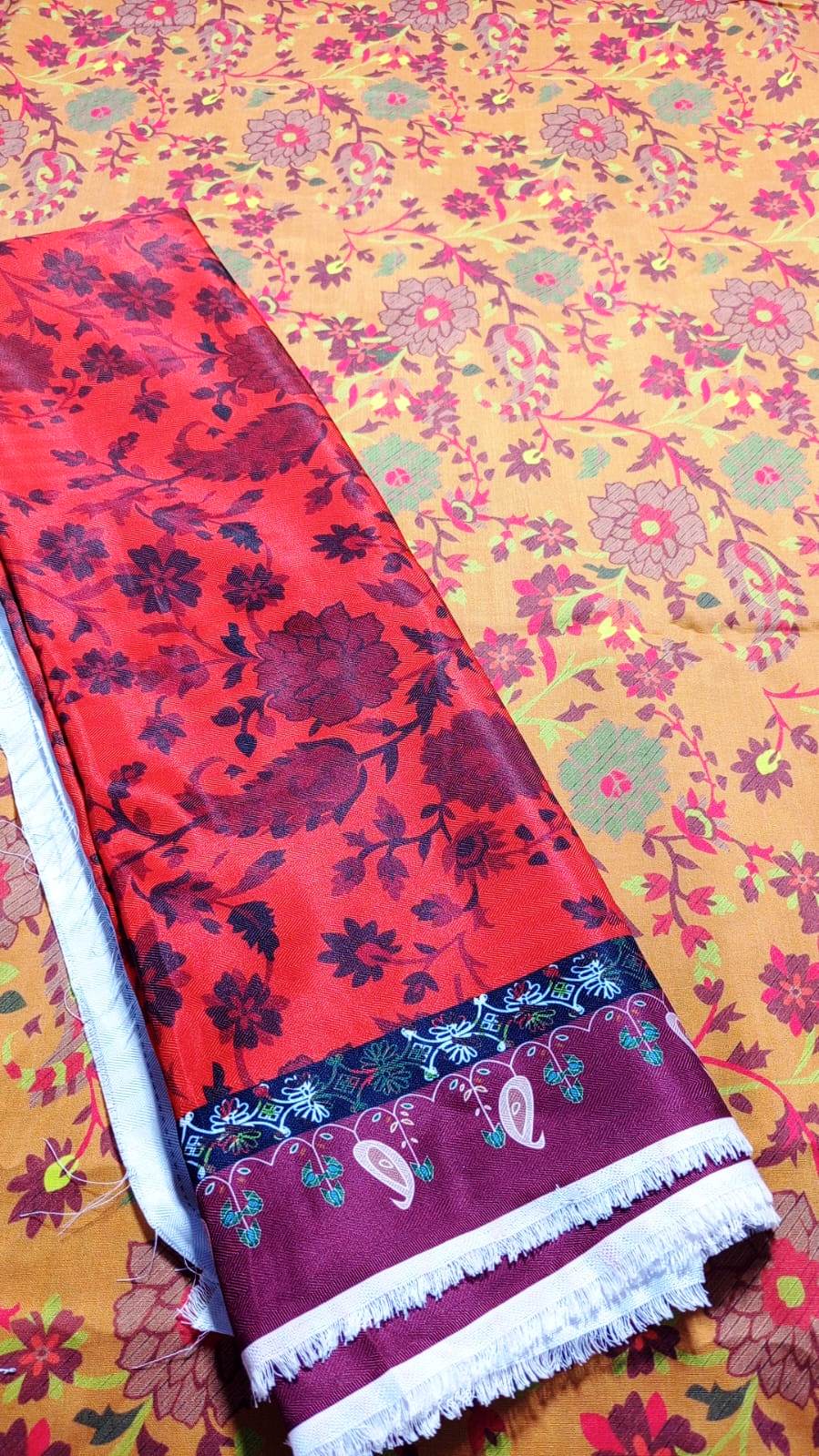 Baroque Prints 3-Piece Digital Print Viscose Suit with Printed Shawl.