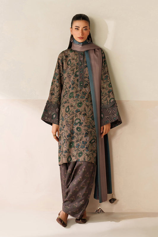 Baroque Prints 3-Piece Digital Print Viscose Suit with Printed Shawl.