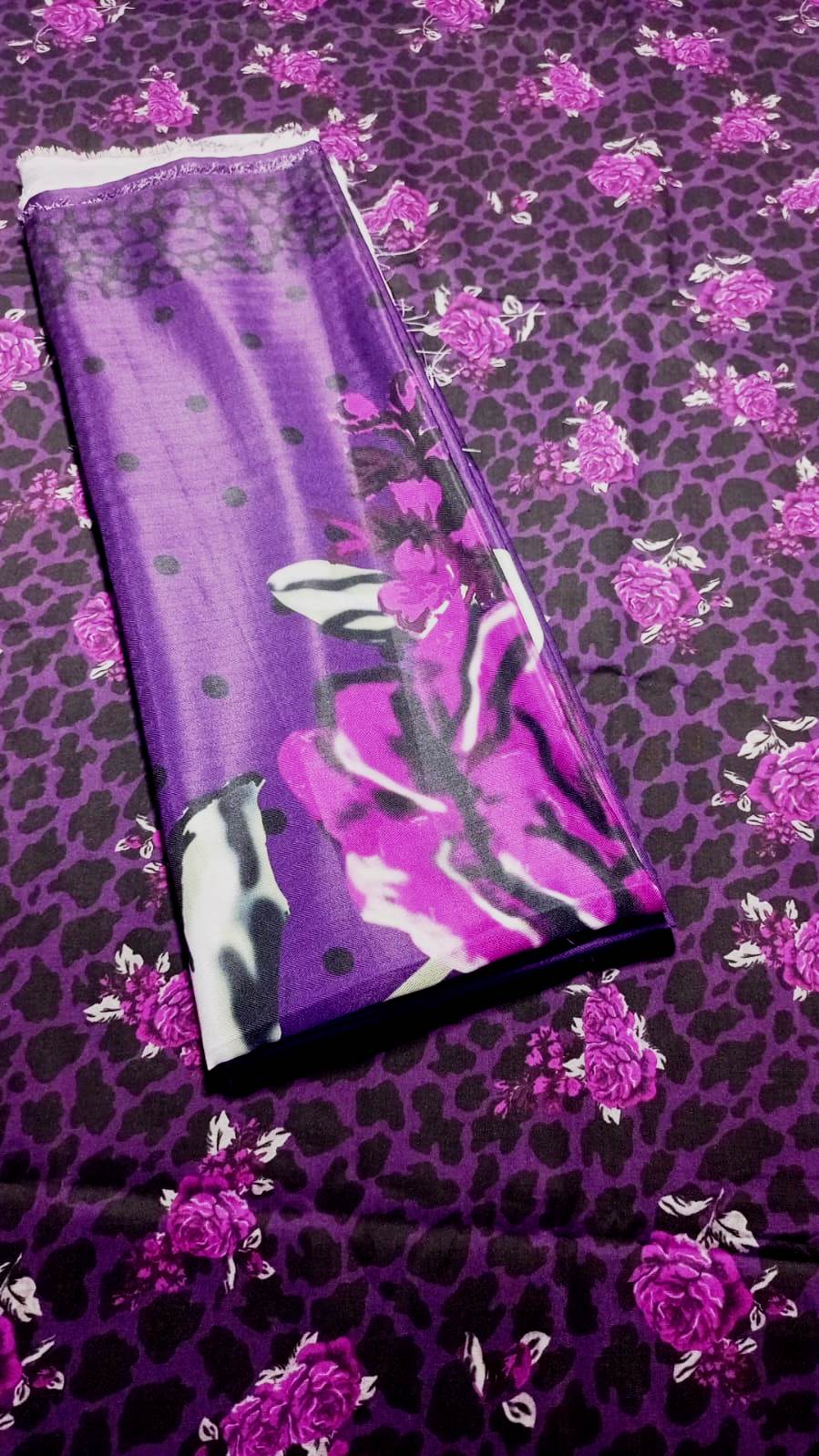 Baroque Prints 3-Piece Digital Print Viscose Suit with Printed Shawl.