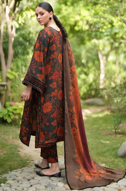 Baroque Prints 3-Piece Digital Print Viscose Suit with Printed Shawl.