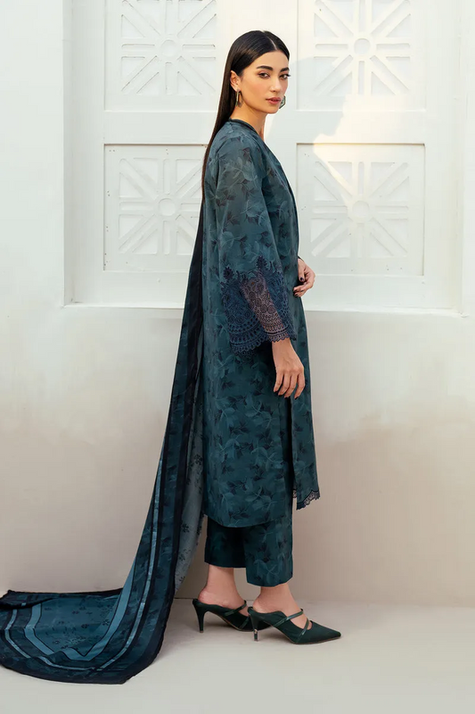 Baroque Prints 3-Piece Digital Print Viscose Suit with Printed Shawl.