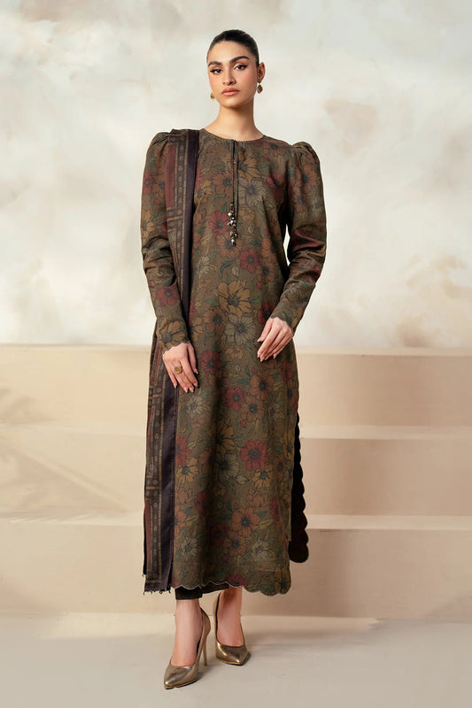 Baroque Prints 3-Piece Digital Print Viscose Suit with Printed Shawl.