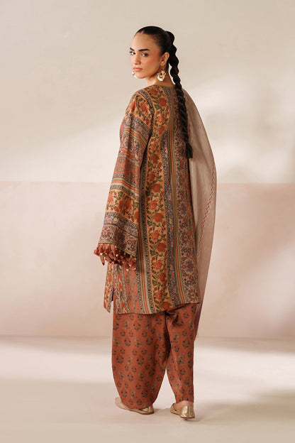 Baroque Prints 3-Piece Digital Print Viscose Suit with Printed Shawl.