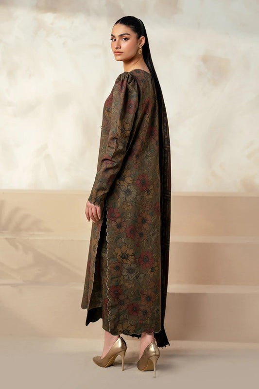 Baroque Prints 3-Piece Digital Print Viscose Suit with Printed Shawl.