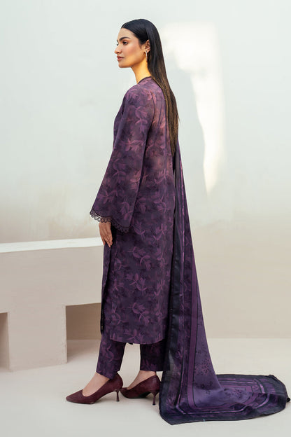 Baroque Prints 3-Piece Digital Print Viscose Suit with Printed Shawl.