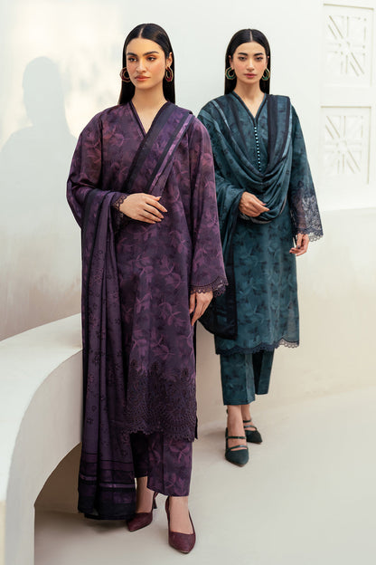 Baroque Prints 3-Piece Digital Print Viscose Suit with Printed Shawl.