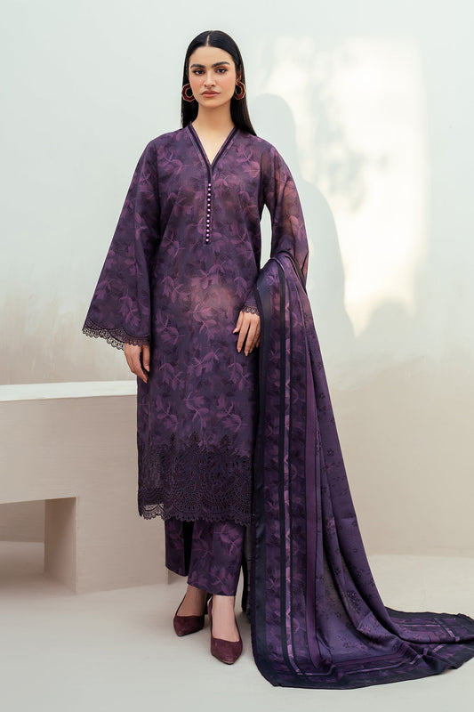 Baroque Prints 3-Piece Digital Print Viscose Suit with Printed Shawl.