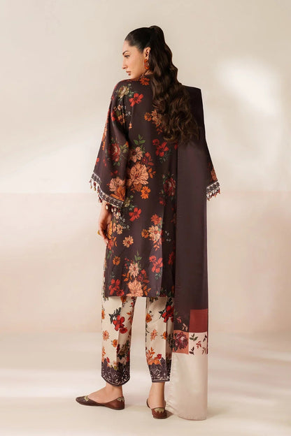 Baroque Prints 3-Piece Digital Print Viscose Suit with Printed Shawl.