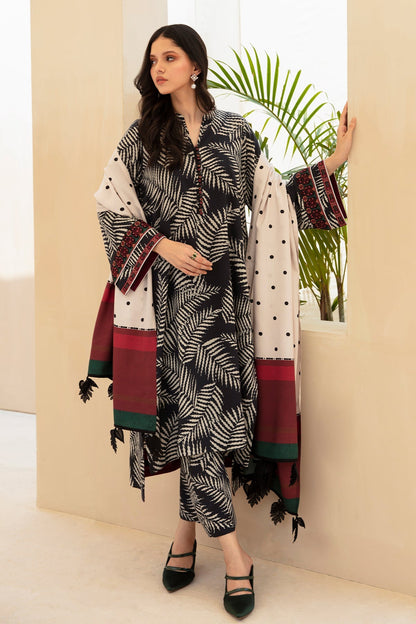 Baroque Prints 3-Piece Digital Print Viscose Suit with Printed Shawl.