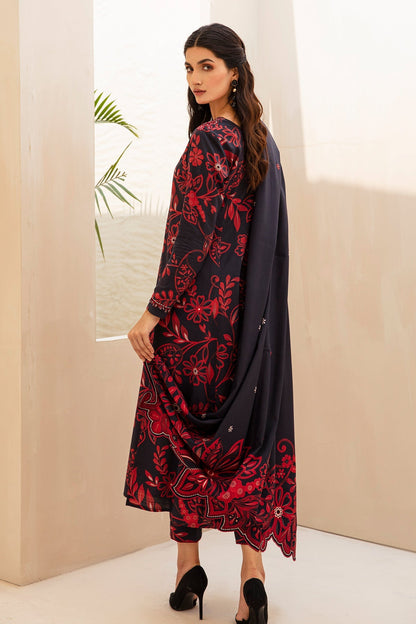 Baroque Prints 3-Piece Digital Print Viscose Suit with Printed Shawl.