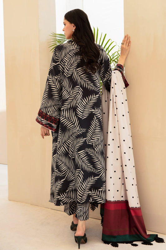 Baroque Prints 3-Piece Digital Print Viscose Suit with Printed Shawl.
