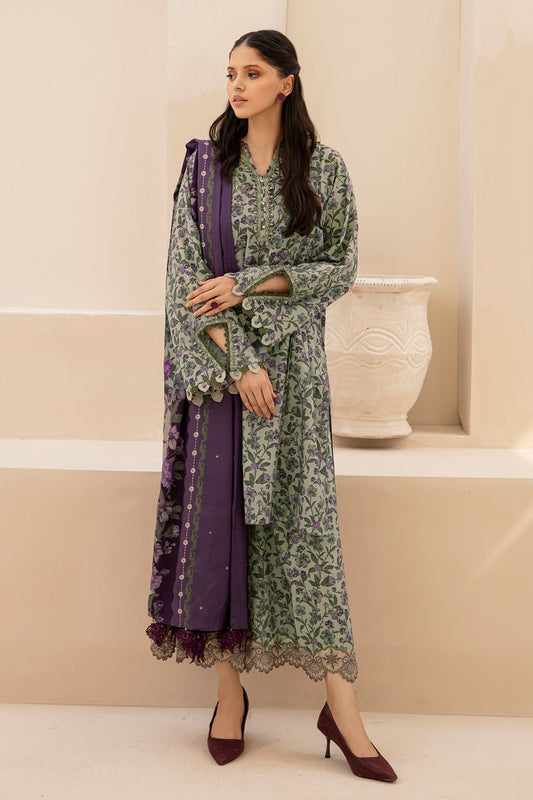 Baroque Prints 3-Piece Digital Print Viscose Suit with Printed Shawl.