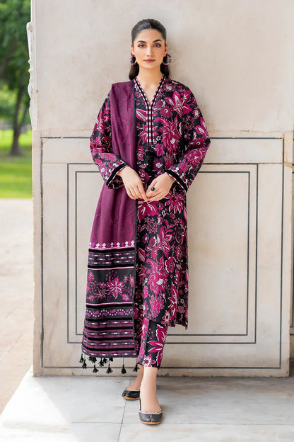Baroque Prints 3-Piece Digital Print Viscose Suit with Printed Shawl.