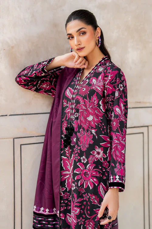 Baroque Prints 3-Piece Digital Print Viscose Suit with Printed Shawl.