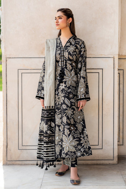 Baroque Prints 3-Piece Digital Print Viscose Suit with Printed Shawl.