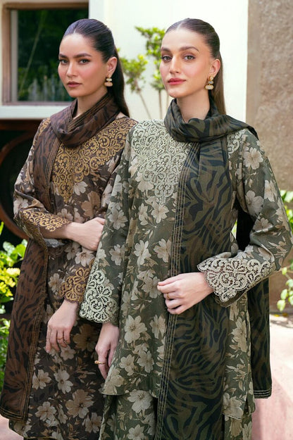 Baroque Prints 3-Piece Digital Print Viscose Suit with Printed Shawl.