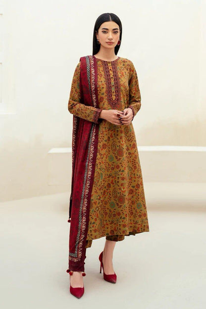 Baroque Prints 3-Piece Digital Print Viscose Suit with Printed Shawl.