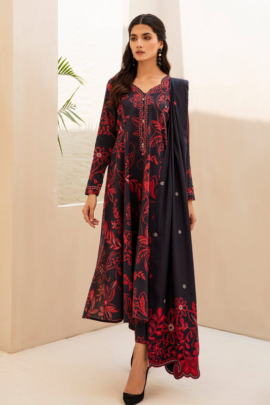 Baroque Prints 3-Piece Digital Print Viscose Suit with Printed Shawl.