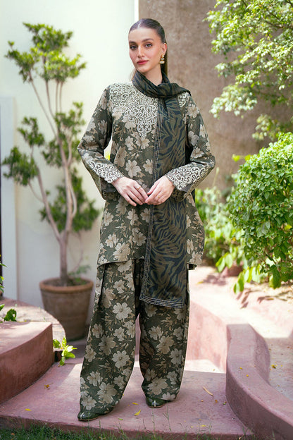 Baroque Prints 3-Piece Digital Print Viscose Suit with Printed Shawl.