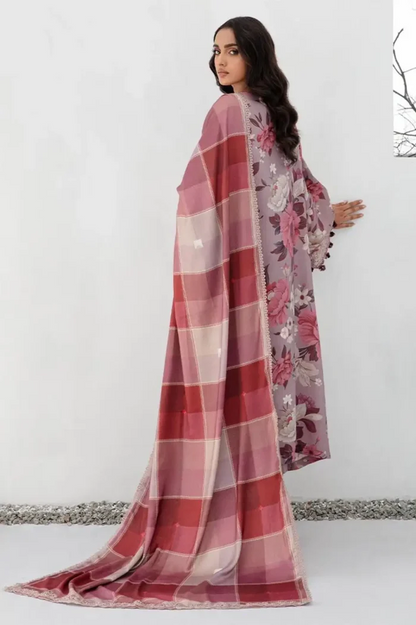 Baroque Prints 3-Piece Digital Print Viscose Suit with Printed Shawl.