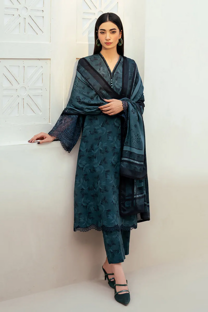 Baroque Prints 3-Piece Digital Print Viscose Suit with Printed Shawl.