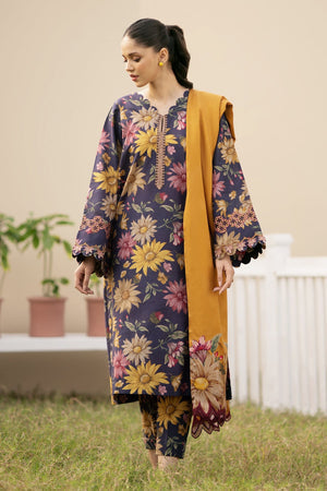 Baroque Prints 3-Piece Digital Print Viscose Suit with Printed Shawl.