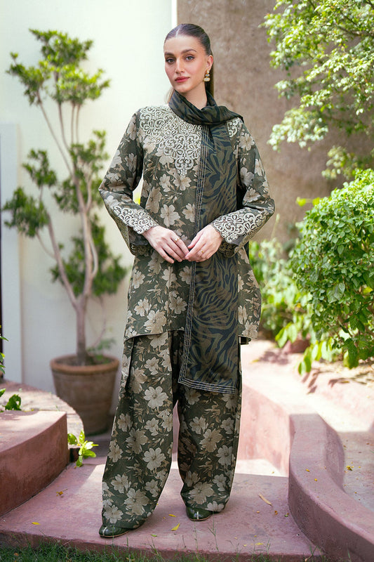 Baroque Prints 3-Piece Digital Print Viscose Suit with Printed Shawl.